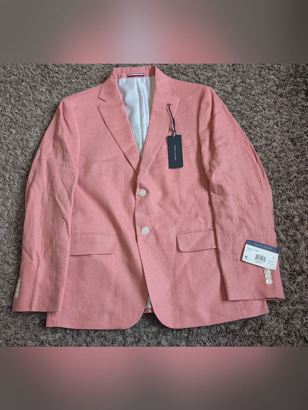 NWT Tommy Hilfiger 100% Linen 2-Button Light Red Sport Coat Men's 40S